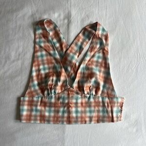 Plaid Cross-Back Women's Top